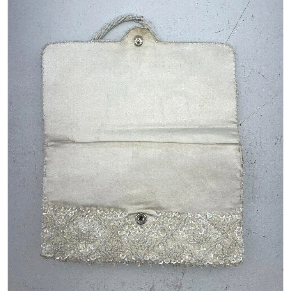 Bon Soir Hand-Made Beaded Sequin Purse Evening Hand Clutch Bag 50s 60s